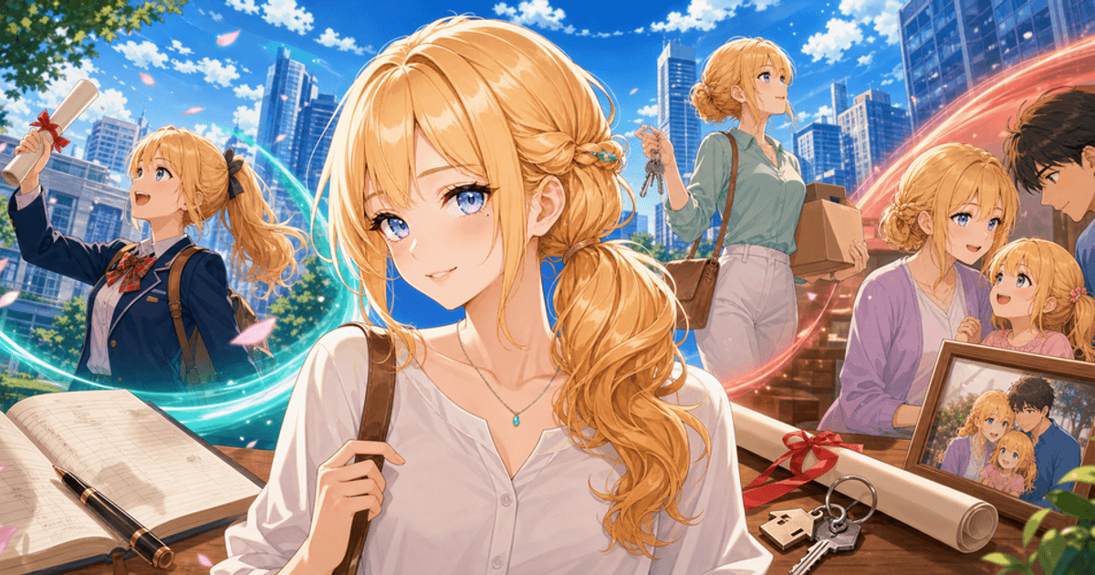 AnimeLife characters at school, starting a career, moving home, and raising a family.
